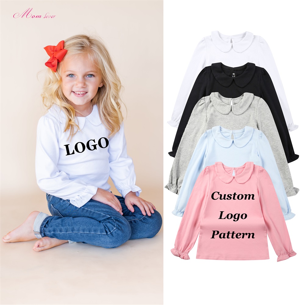 100% gekämmte Baumwolle Peter Pan Kragen Kinder T-Shirts