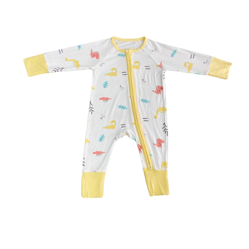 Bambus Baby Rompers Reißverschluss Footie Pyjamas Convertible Romper