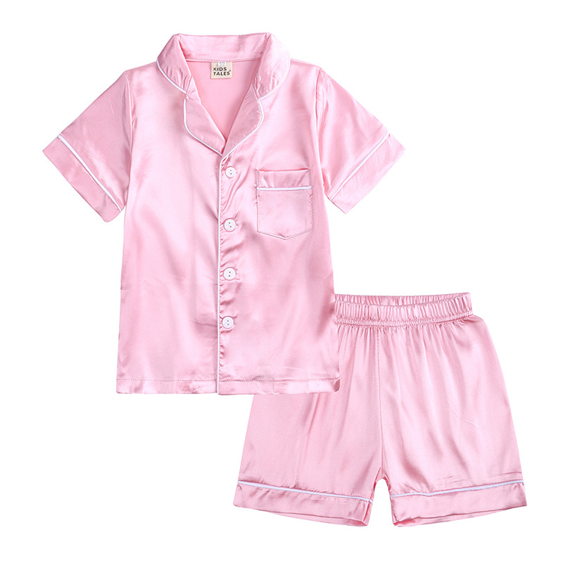 Weicher Satin Kids’ Kurzarm & Shorts Pyjamas Set