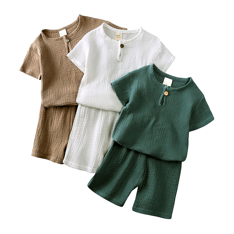 Kleinkind Muslin Outfit Set Runder Ausschnitt Kurzarm